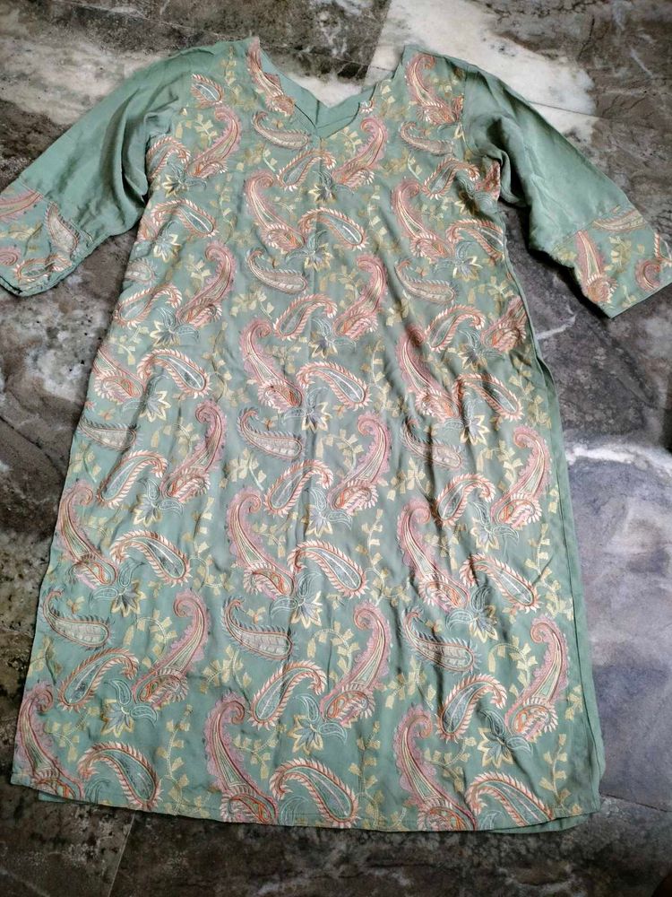Nice Olive Colour Salwar Big Pant Long Dupatta