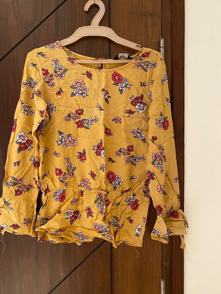 Orange Western Peplum Top For Women