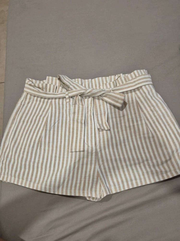 Striped Paperbag Waist Shorts