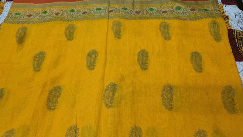 Yellow printed Beautiful Saree