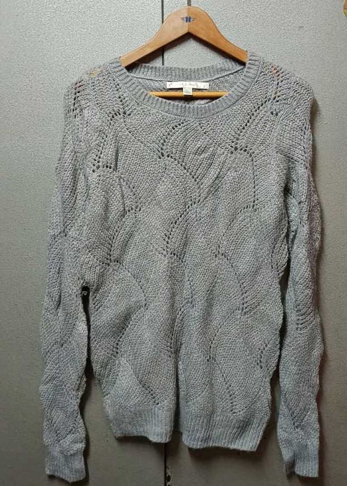 Branded Gray Knit Pullover Sweater