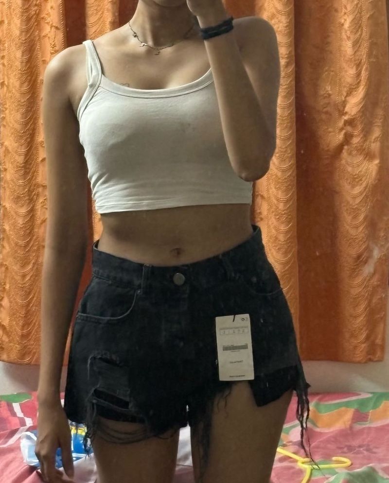 Distressed Denim Shorts