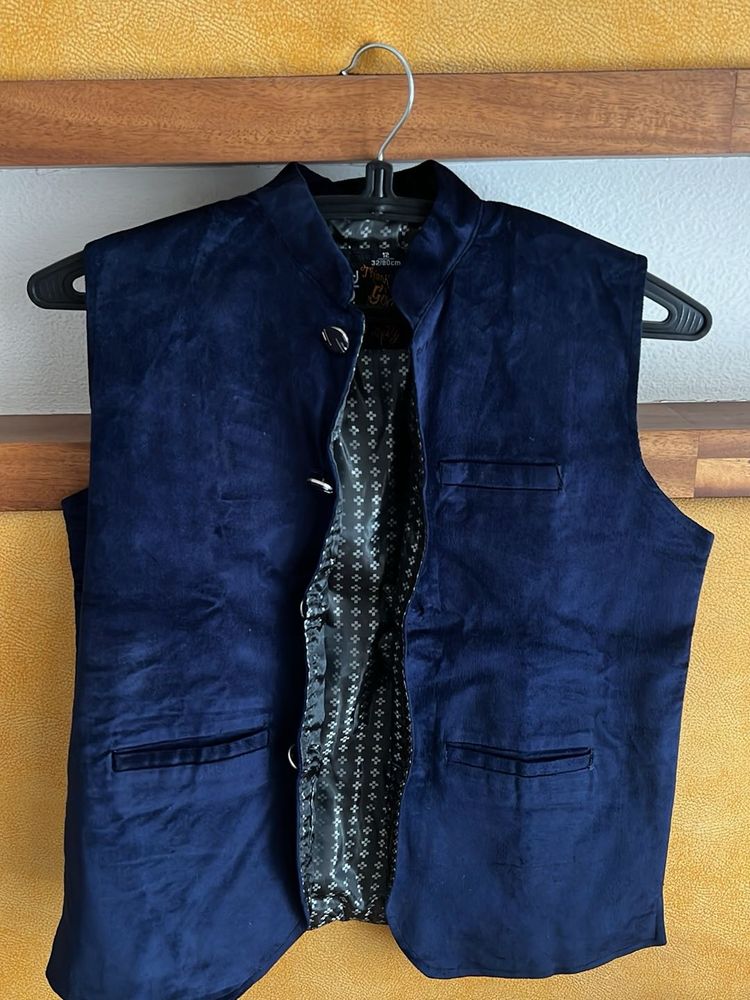 Navy Blue Velvet Waistcoat