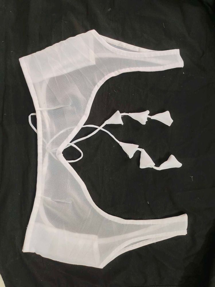 georgette sheer blouse backless