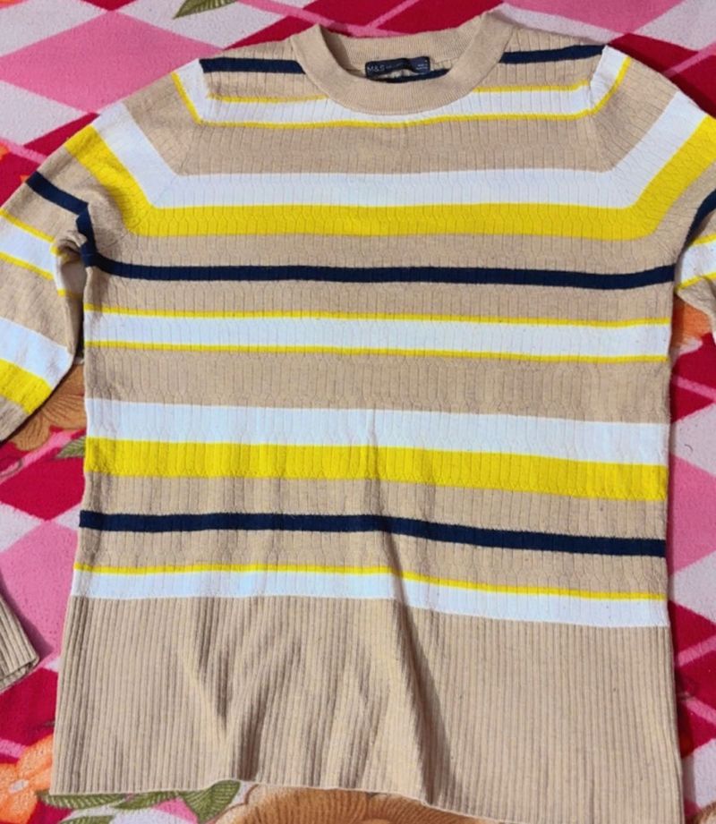 Striped Knit Pullover Sweater