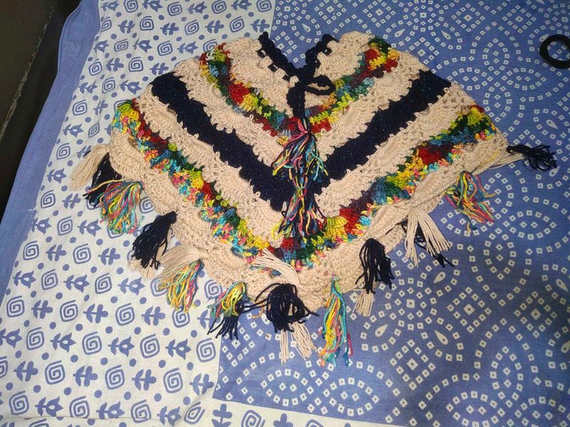 New Kids Winter Wool Handmade Poncho