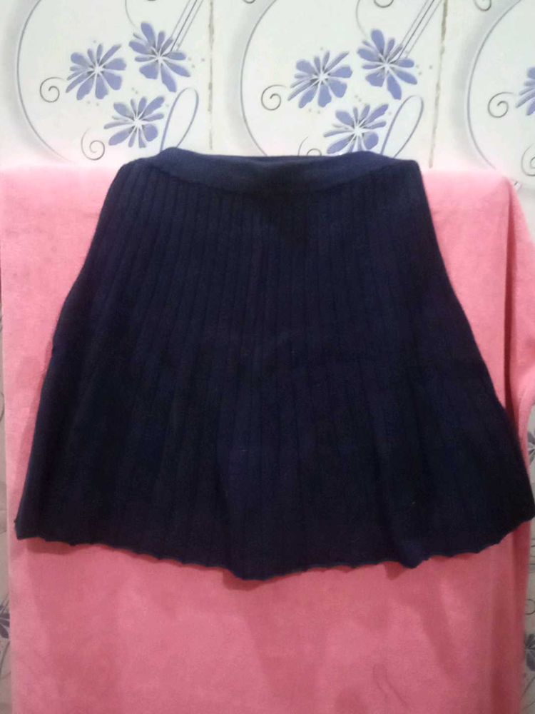 Navy Knit Mini Skirt