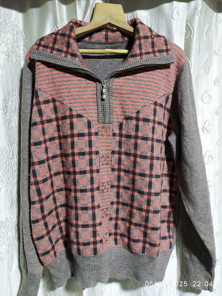 Vintage Plaid Quarter-Zip Sweater