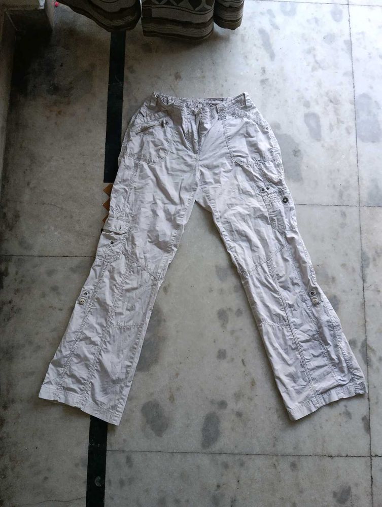 White Baggy Cargo Pants (Unisex)