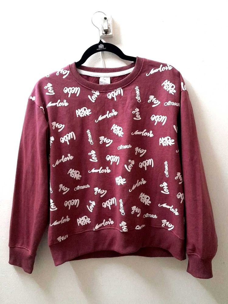 Graphic Print Burgundy Sweatshirt