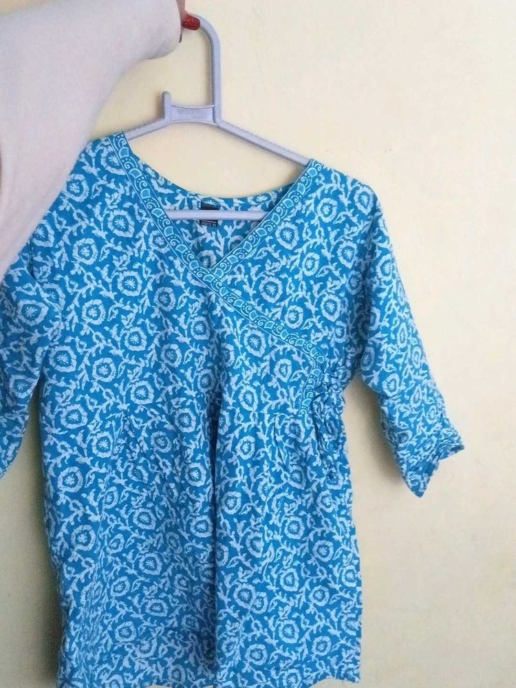 Blue Floral Print Kurti