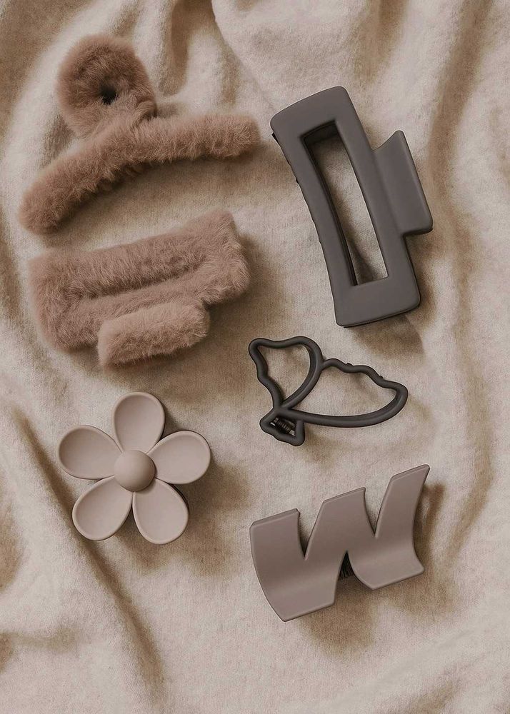 Hair Clip Set-6 , All Brown