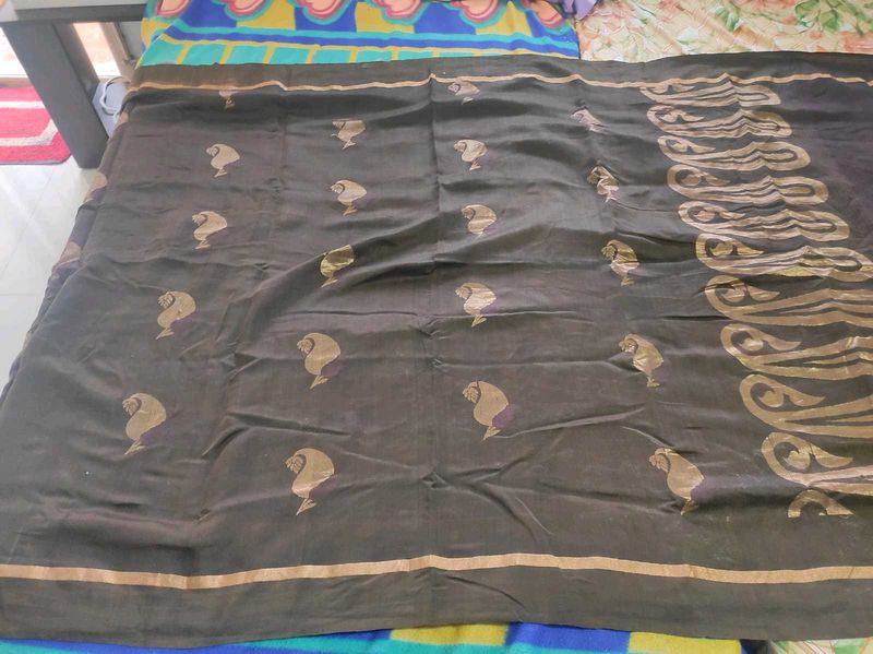 Light Weight Brown Cotton Silk Saree