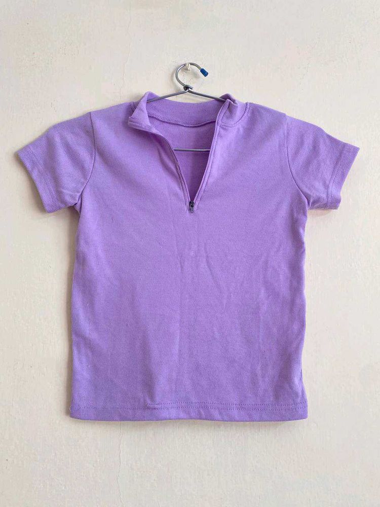Cute Purple Top with Zipper Detail
