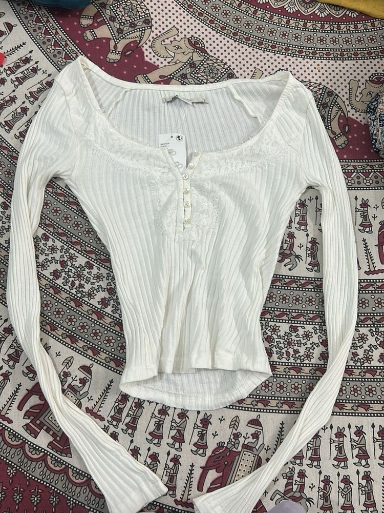 Urban Outfitters White Ribbed Top