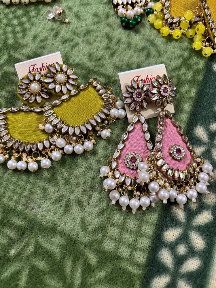 Pearl Drop Earrings Set 2 pairs combo