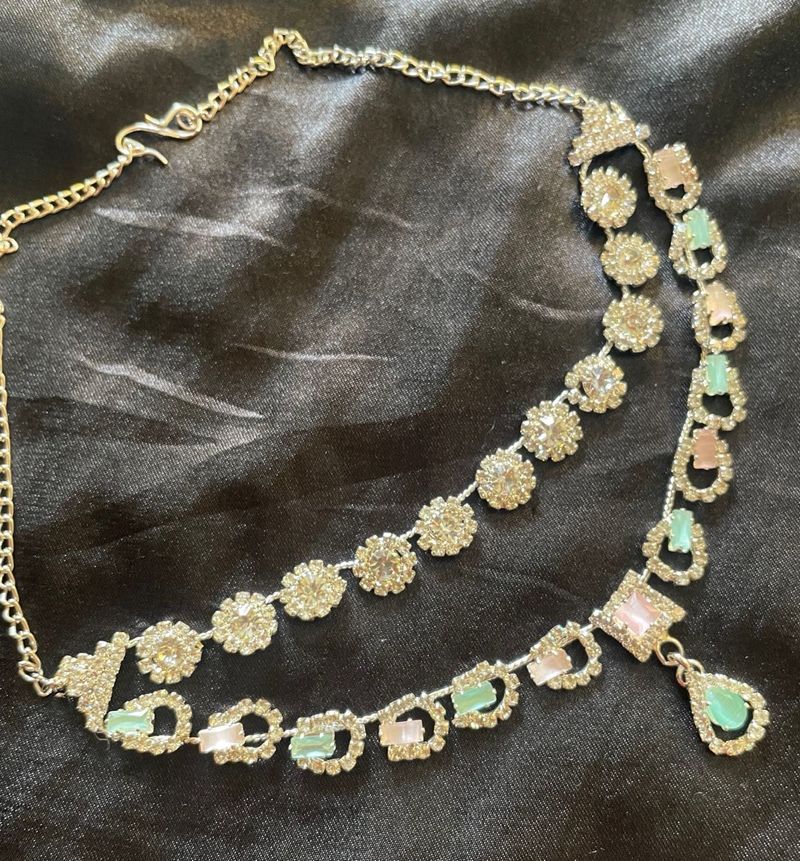 Rhinestone Double Layer Choker