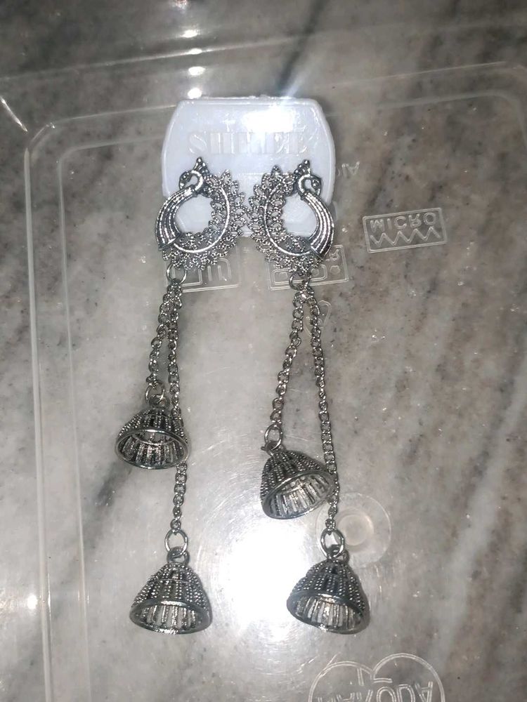 Silver Jhumka Earrings