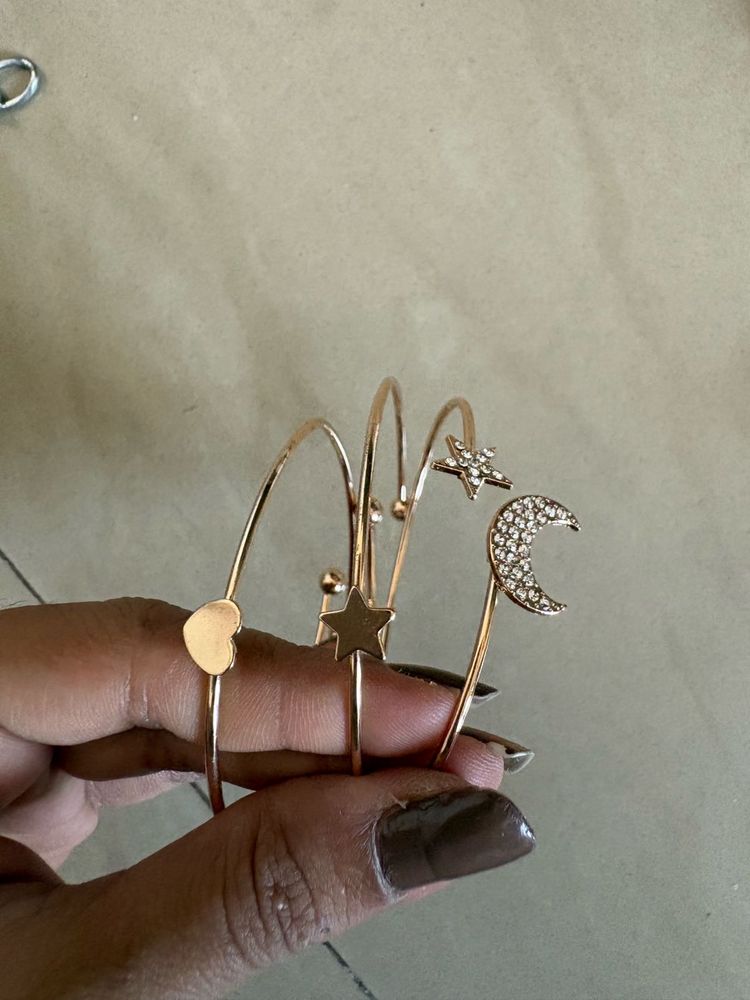 Gold Tone Celestial Bangle Set