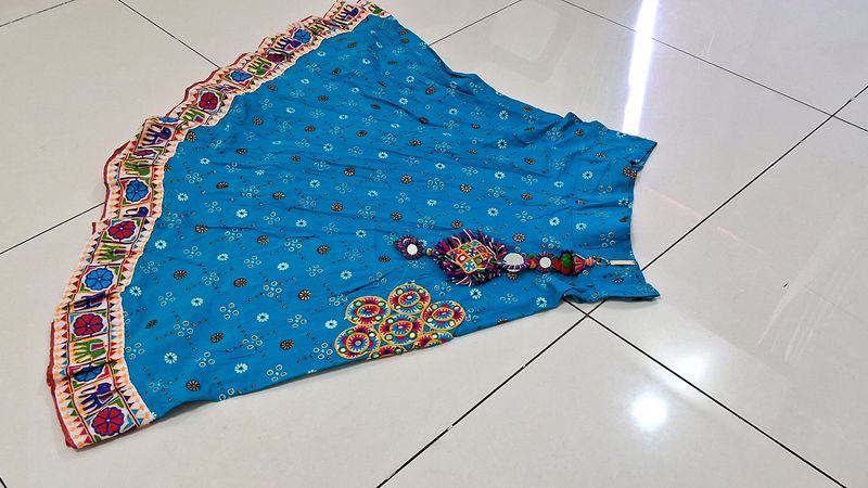 Royal Blue Ethnic Skirt With Kutchi Work