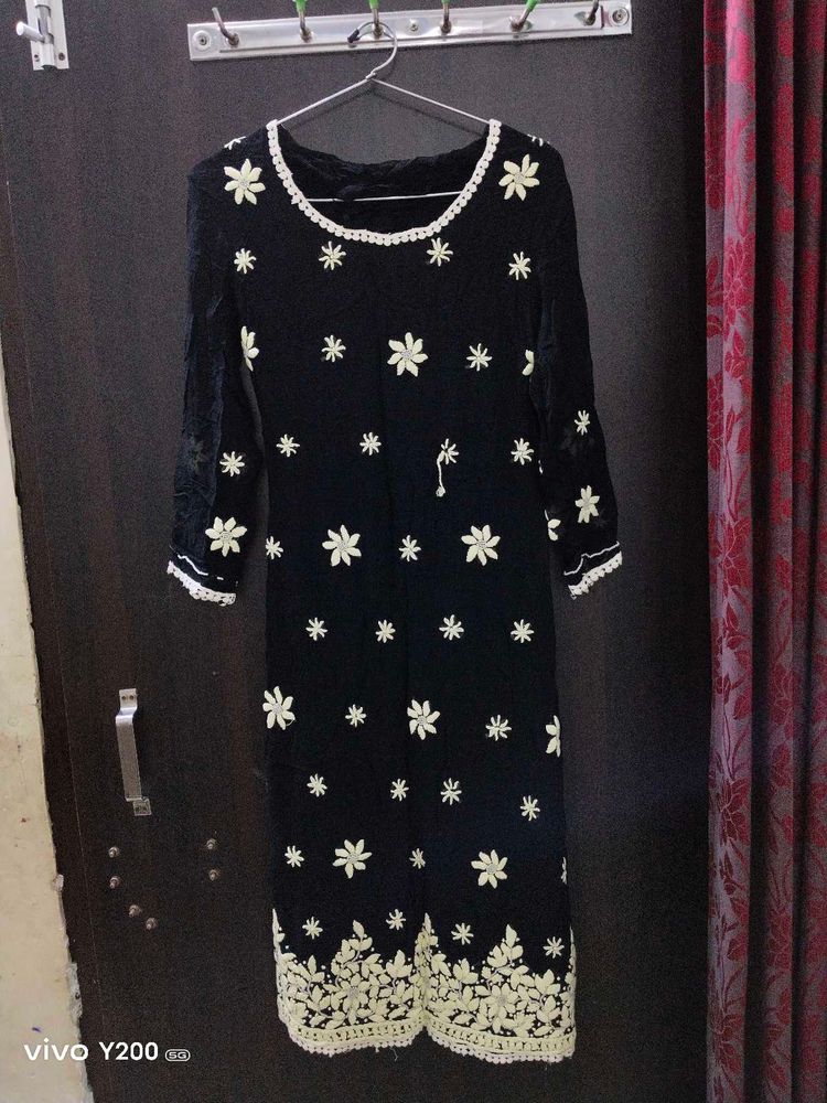 Black Lucknowi Kurti