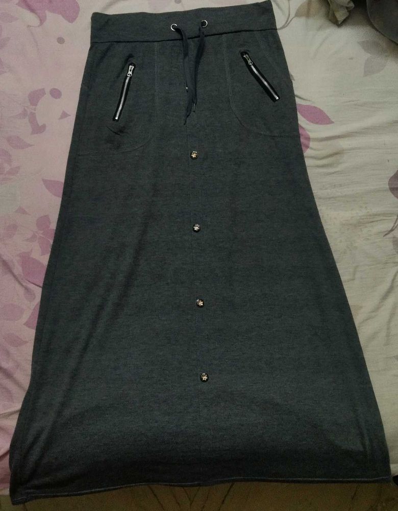 Grey A-line Skirt For Women