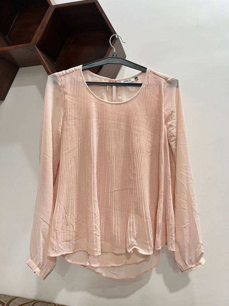 Pink Pleated Top
