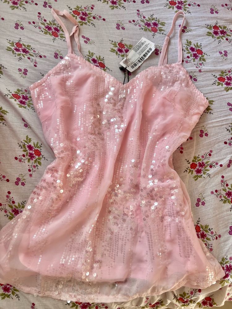 Sparkly Pink sequin Cami Top y2k