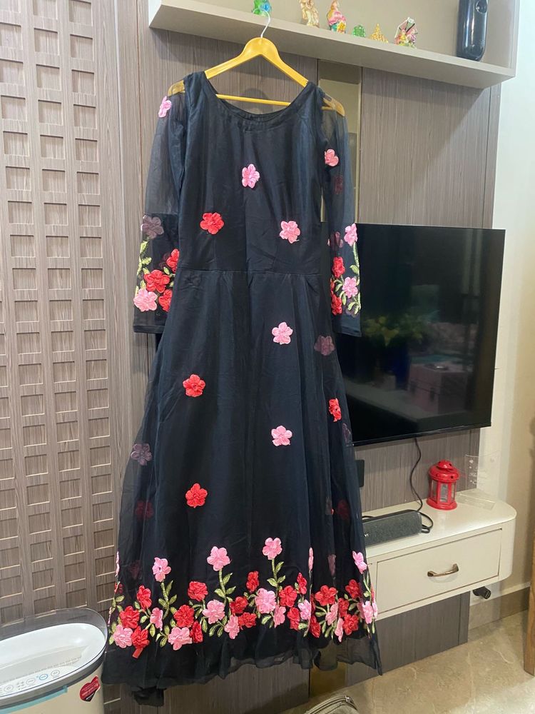 Elegant Black Floral Dress
