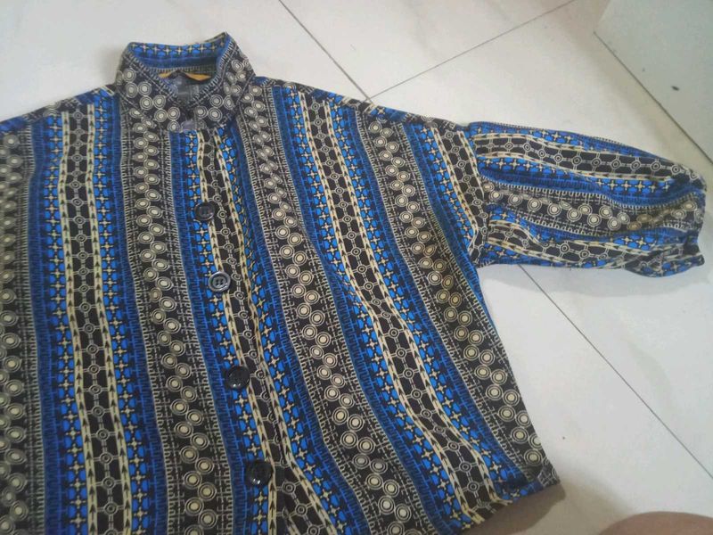 Striped Patterned Button-Down Shirt