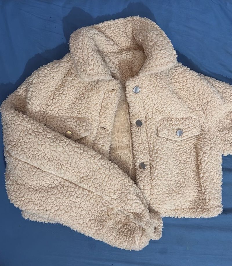 cropped Cream fur Jacket