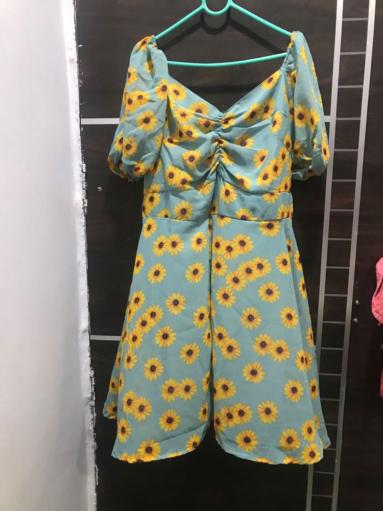Sea Green Floral Dress