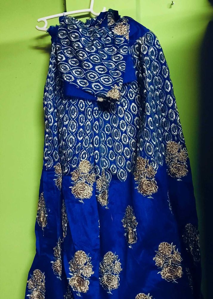 Navy Blue Lahenga Without  Blouse Stitch