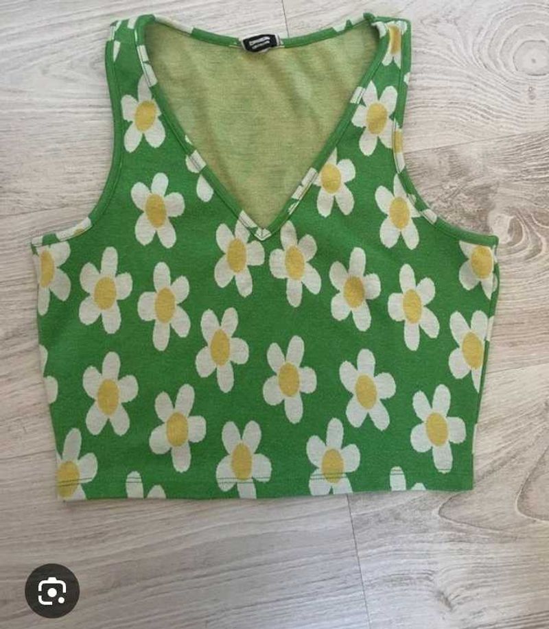 Floral Green Crop Top