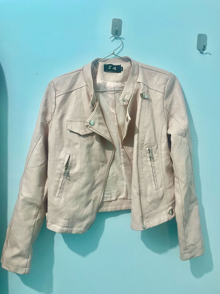 Baby Pink Leather Jacket