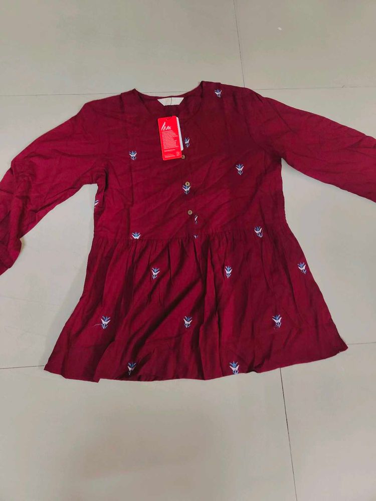 MAX beautiful Red Embroidered Tunic With Tag