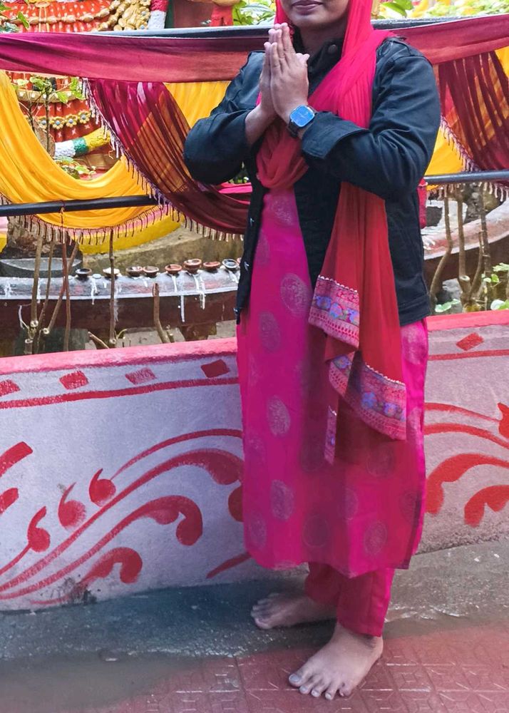 Pink Printed Kurta Set with Dupatta