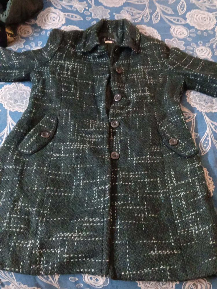 Chic Green Tweed Coat