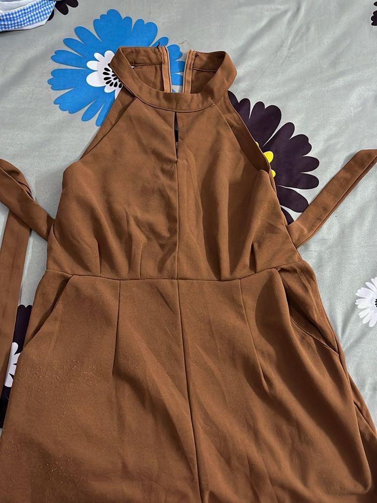 Brown Halter Jumpsuit
