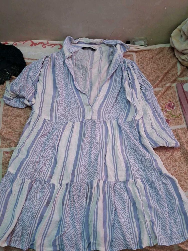 Striped Mini Shirt Dress