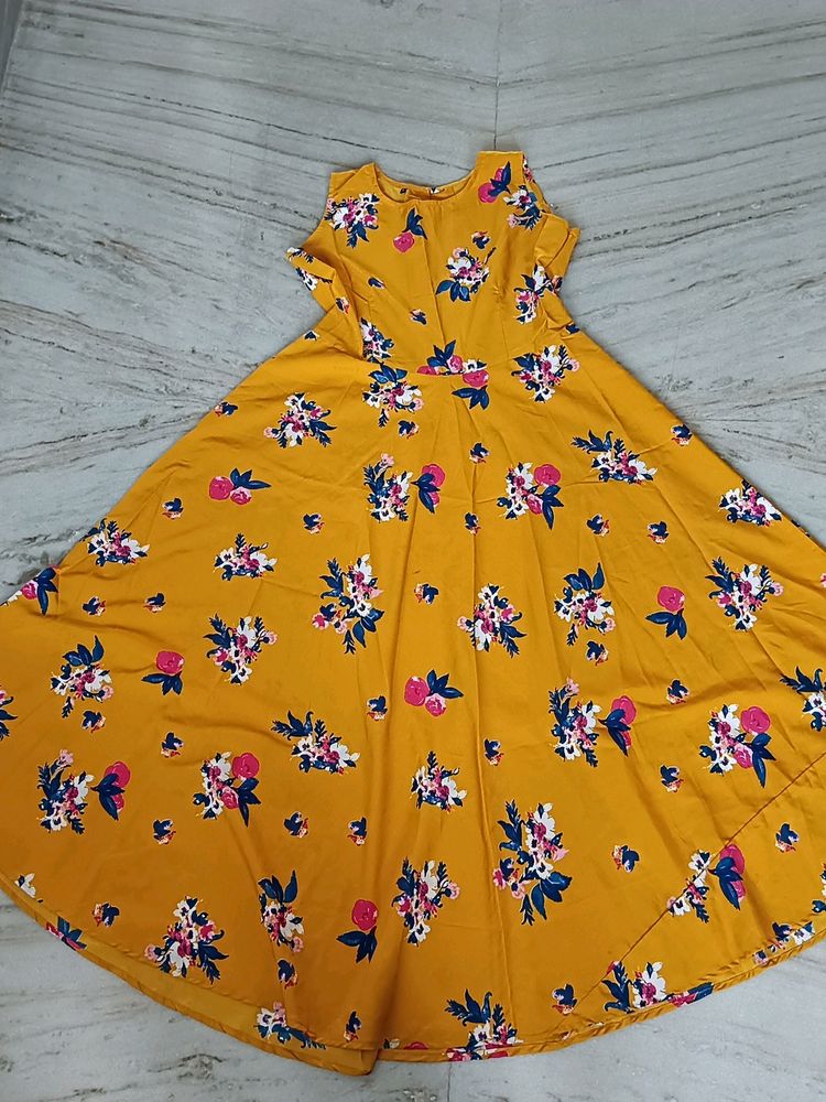 Yellow Dress Sleeveless With Printed