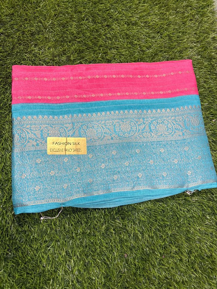 Elegant Pink &amp; Blue Saree for women’s and girls