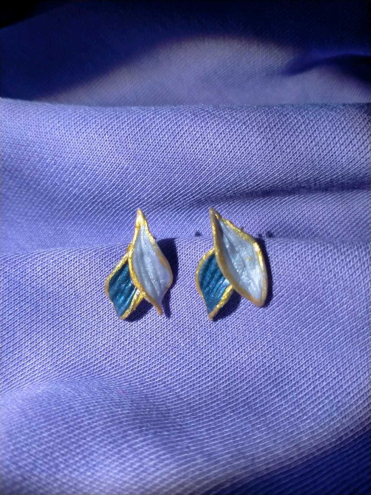 handmade clay Leaf Design Earrings