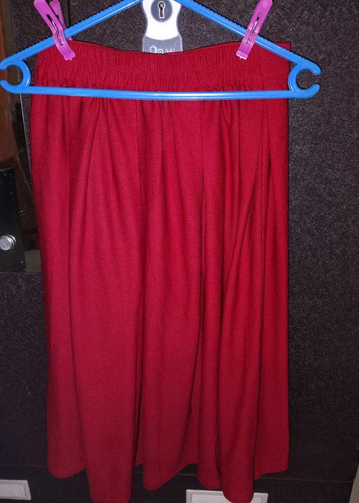 Red Pleated Skirt