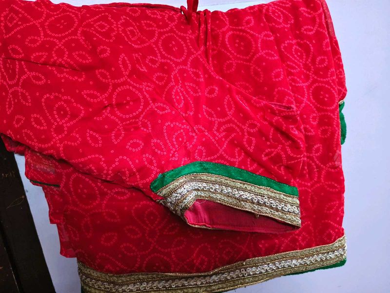 Red Pink Mix Colour Saree