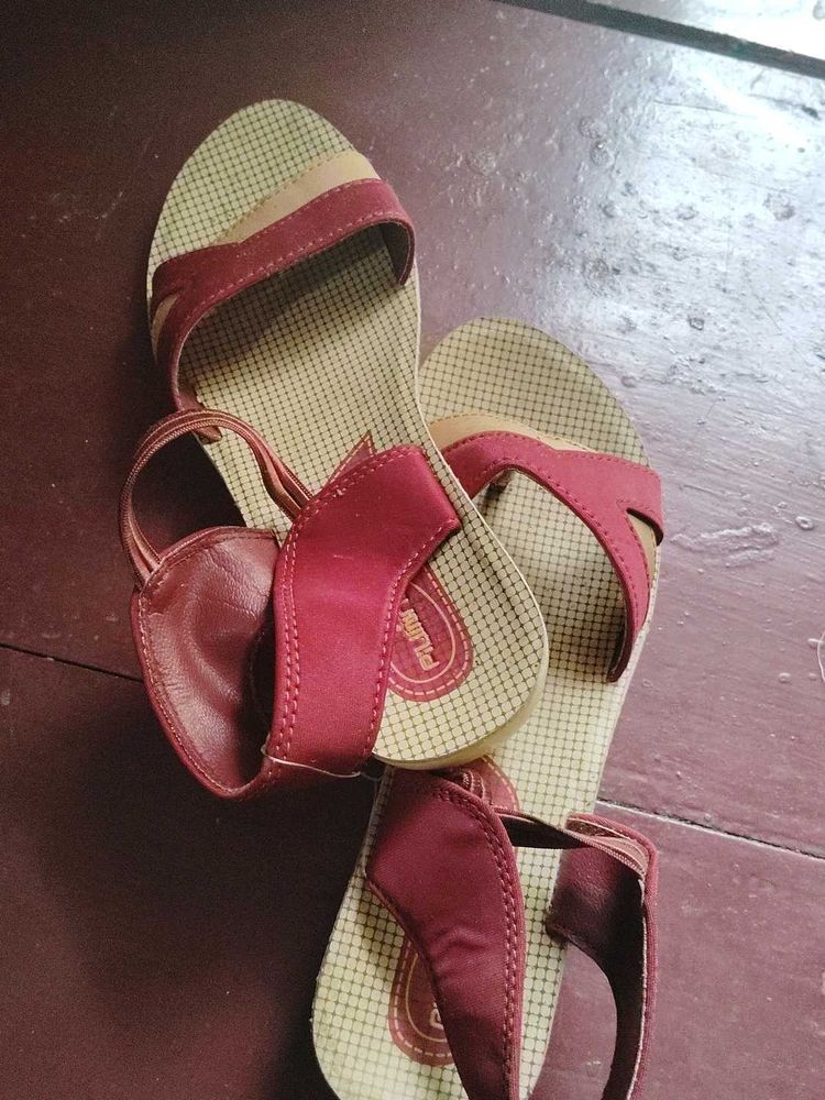 Red and Tan Sandals