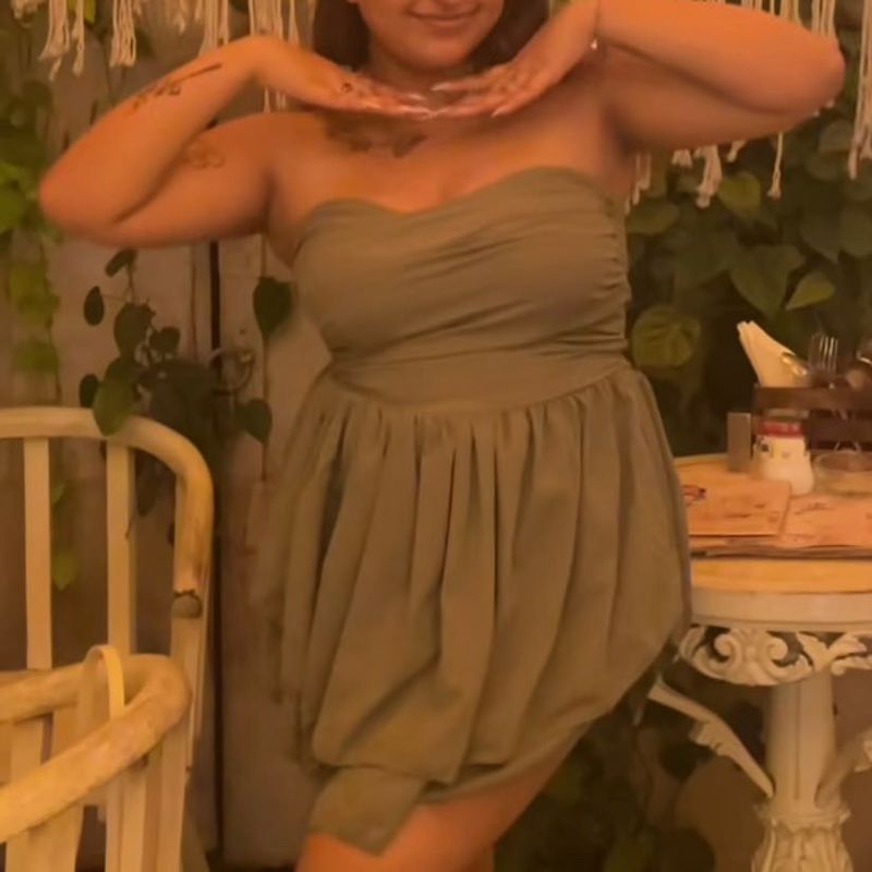 Olive Green Strapless Dress