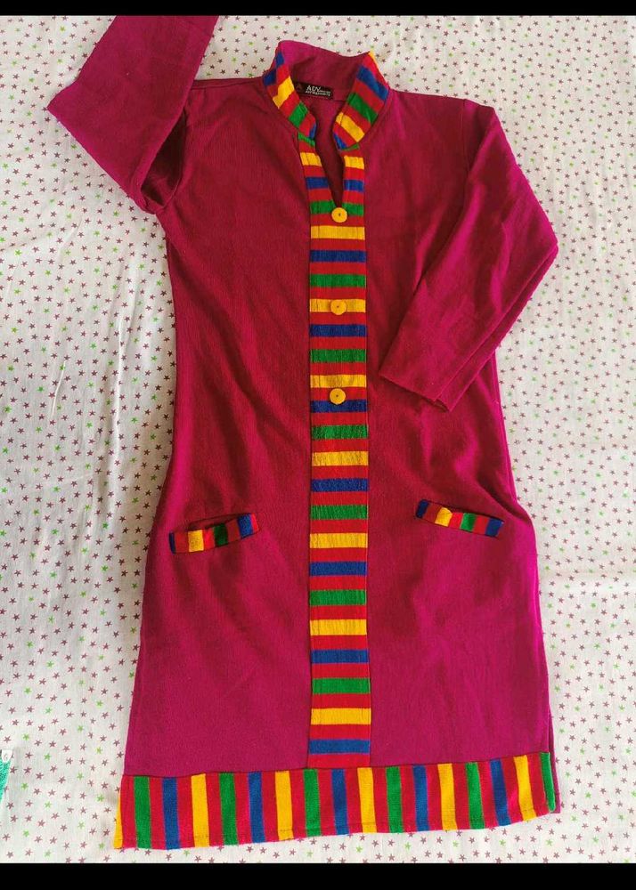 purple woollen kurta for women