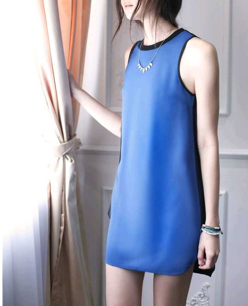 Blue &amp; Black Colour One Piece Dress