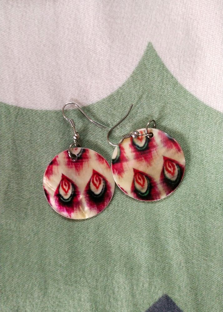 Pink Peacock Feather Earrings